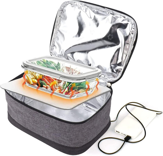 Natudeco Tragbarer Speisenwärmer Lunchbox Tasche Warmhaltebehälter USB-Heizung Lunchtasche Elektrischer Lebensmittel-Heizbehälter Kleine Kühltasche Arbeit Reisen Büro Picknick